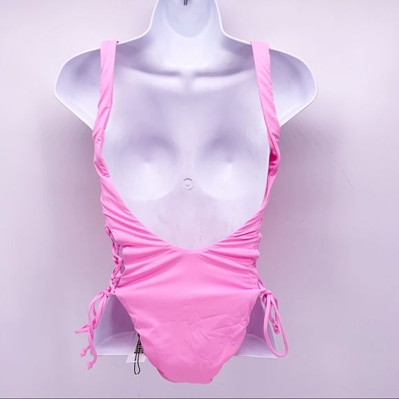 NEW The Bikini Lab Neon Pink Lace Side Bathing Suit Size XS - Picture 6 of 9